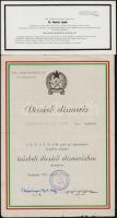 cca 1950 Kis szocialista dokumentum tétel: katonai dicsérő irat és más iratok