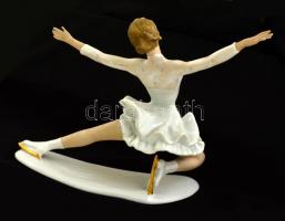 Schaubach Kunst jégtáncos lány,  kézzel festett, jelzett, apró foltokkal, m:19 cm, h:24 cm