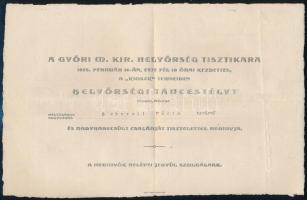 1925 Győr, a győri helyőrség tisztikara meghívója helyőrségi táncestélyre, borítékkal