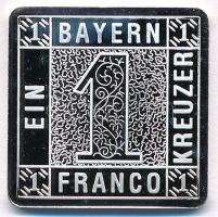 Németország DN Bayern Ein Kreuzer 1849 jelzett Ag bélyegérem (6,04g/0.999/24x21mm) T:PP fo. Germany ND Bayern Ein Kreuzer 1849 marked Ag stamp-shaped medallion (6,04g/0.999/24x21mm) C:PP spotted