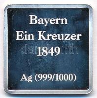 Németország DN "Bayern Ein Kreuzer 1849" jelzett Ag bélyegérem (6,04g/0.999/24x21mm) T:PP ...