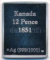 Németország DN "Kanada 12 Pence 1851" jelzett Ag bélyegérem (7,96g/0.999/24x21mm) T:PP fo....