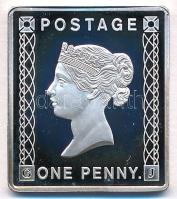 Németország DN Grossbritannien 1840 One Penny jelzett Ag bélyegérem (6g/0.999/24x21mm) T:PP fo. Germany ND Grossbritannien 1840 One Penny marked Ag stamp-shaped medallion (6g/0.999/24x21mm) C:PP spotted