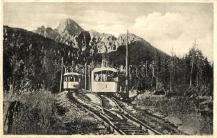 Tátra, Tatry; fogaskerekű vasút Tarajka felé / Lanovka na Hrebienok / funicular railway to Hrebienok