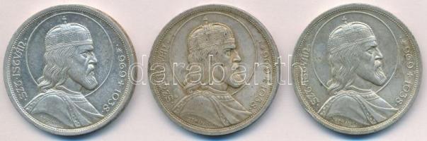 1938. 5P Ag Szent István (3x) T:2,2- ph., patina Adamo P8.1