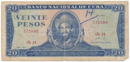 Kuba 1971. 20P T:III- Cuba 1971. 20 Pesos C:VG Krause 150.a