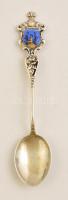 Ezüst(Ag) "Kindberg" díszkanál zománc díszítéssel, jelzett, h: 10 cm, bruttó: 8,7 g