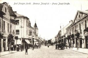 Pöstyén-fürdő, Kúpele Piestany; Ferenc József út, üzletek / street view, shops (EK)