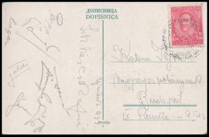 1933 A Ferencváros (Fradi) labdarúgócsapata tagjainak aláírásai Sárosi, Lyka, Toldi, Lázár, Papp és mások  / Autograph signed postcard by the Ferencvaros football team