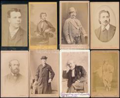 cca 1860-1900 Nagyrészt azonosításra váró színészeket és énekeseket ábrázoló 10 db keményhátú fotó vizitkártya méretben / 10 photos of actors and actresses to be identified.