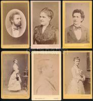 cca 1860-1900 Nagyrészt azonosításra váró színészeket és énekeseket ábrázoló 10 db keményhátú fotó v...