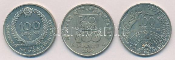 1983. 100Ft alpakka "Czóbel Béla" + 1985. 100Ft alpakka  "FAO - Fa, búza, hal" +...