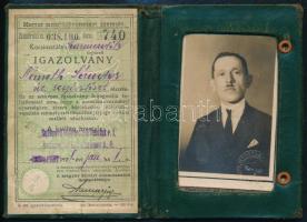 1928 Bp., Menetkedvezményi egyezség alapján kiállított BHÉV arcképes igazolvány tényleges vasúti alk...