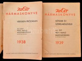 1938-1939 Az Est Hármas könyve 1938+1939. Papírkötésben, az egyik borítója gyűrött, a másik gerince ...