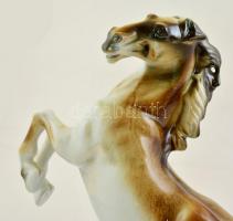 Cervit Cluj Napoca ágaskodó ló, kézzel festett, jelzett, hibátlan, m: 37,5 cm