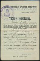 1939 Magyar Vasutasok Országos Szövetsége tagsági igazolvány