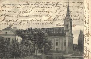 1907 Komját, Komjatice; Római katolikus templom és plébánia. Kővári S. fényképész / church and parish (EK)