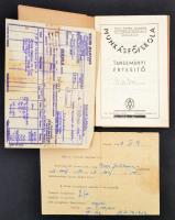 1946-1949 a csepeli Weisz Manfréd gyárral kapcsolatos iratok: tanulmányi értesítő, számla, stb., összesen 5 db