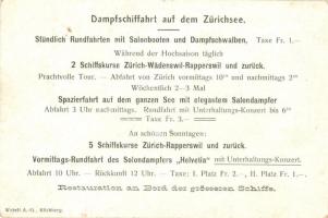 Zürisee, Lake Zurich, Zürichsee; map, SS Helvetia. Dampfschiffahrt auf dem Zürichsee (non PC)