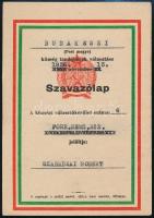 1945 MSZDP választási gyűlés meghívó + 1956 Budakeszi tanácstag választás szavazólapja a forradalom ideje alatt.