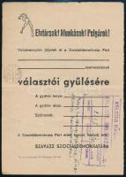 1945 MSZDP választási gyűlés meghívó + 1956 Budakeszi tanácstag választás szavazólapja a forradalom ...