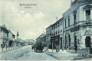 1909 Balassagyarmat, Fő utca, gyógyszertár, görögdinnye árus, Platthy és Cserny üzlete