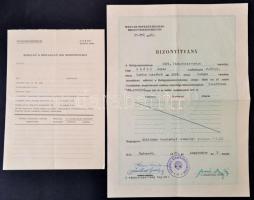 1960 Budapest, belügyminisztériumi vizsgabizonyítvány rendőr főhadnagy részére + kitöltetlen kérelem