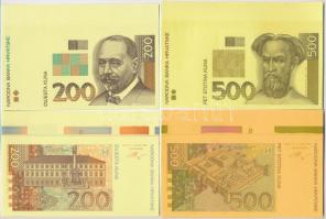 Horvátország 1993 (1994). 5K előlapi színpróba + 50K előlapi színpróba + 200K előlapi és hátlapi szí...