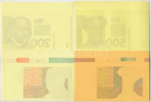 Horvátország 1993 (1994). 5K előlapi színpróba + 50K előlapi színpróba + 200K előlapi és hátlapi szí...