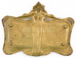 "Hirmann Ferencz fémárugyára Budapest" feliratú szecessziós réz tálka, 18×14 cm