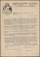 1943 Fehérház Bajtársi Egyesület körlevele + levele