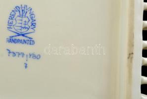 Herendi Viktória mintás áttört tál, kézzel festett, jelzett, hibátlan, 15×15 cm