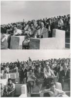 cca 1960 Régi idők focija: 12 db futballfotó (csoportkép, mérkőzés, közönség), 12×16,5 cm