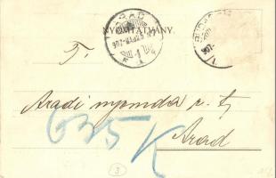 1907 Budapest V. Klein J. D. szállítóhivatal a M. Kir. Államvasutak részére, automobil. reklámlap (R...