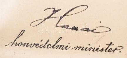 1915 Főhadnagyi kinevezés Pálóczi Horváth Miklós részére Hazai Samu honvédelmi miniszter aláírásával