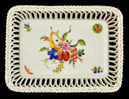 Herendi Fruits & Flowers (BFR) mintás áttört szélű tálka, kézzel festett, jelzett, hibátlan, 21×16 cm