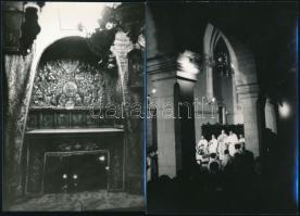 Kőbányai János (1951- ): Betlehemi és jeruzsálemi életképek, 12 db fotó, hátuljukon feliratozva, 18×...