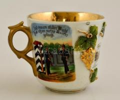 1912 Katona fiú által szüleinek ajándékozott, megszemélyesített, verses, katonákat és katonai jelene...