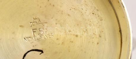 Ezüstözött nikkel cukortartó, jelzett, m: 11,5 cm, d: 9,5 cm