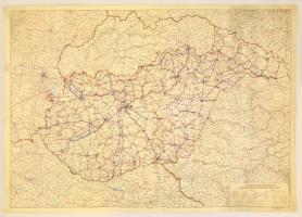 1939 Csonka Magyarország közigazgatási beosztása Magyar Királyi Honvéd Térképészeti Intézet, 99x70 cm. Berajzolva vasút vonalak