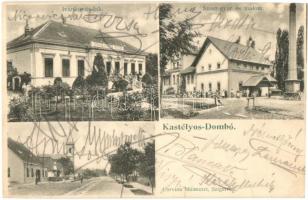 1901 Kastélyosdombó, Kastélyos-Dombó; Ivánkovits lak, utca, templom, Szeszgyár és malom