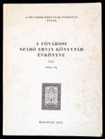 1975 A Fővárosi Szabó Ervin Könyvtár évkönyve. XVI. 1972-1973. Szerk.: Dr.  A Fővárosi Könyvtár Évkönyve XXVIII. Bp.,1975, Állami Nyomda. Kiadói kartonált papírkötés.