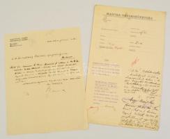 1917 a Magyar Gazdaszövetség két irata Szemere Huba által utalt pénzösszeg tárgyában