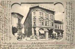 1901 Miskolc, Pannónia szálloda, gyógyszertár, Dr. Szél Miksa fogorvos, Weissberg Adolf üzlete. Kardos József kiadása, Art Nouveau