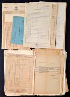 Nagy okmány tétel, számlák, keresztlevél, kivonat, stb., több száz darab