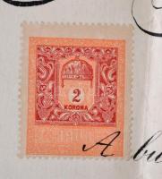 1912 Budapest, az ügyvédi vizsgálóbizottság által kiállított ügyvédi bizonyítvány, okmánybélyeggel