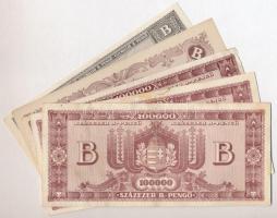 1946. 10.000BP + 100.000BP (3x) + 1.000.000BP T:II-III mind szép papír