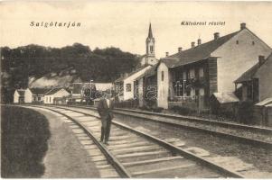 Salgótarján, Külvárosi részlet vasúti sínnel. Újlaki Ignácz kiadása