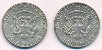 Amerikai Egyesült Államok 1966-1967. 1/2$ Ag "Kennedy" (2x) T:2 
USA 1966-1967. 1/2 Dolla...