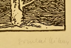 Somlai Vilma (1938-2007): Évszakok 1982 (Madarak és fák), színes linó, papír, jelzett, 23×18,5 cm
